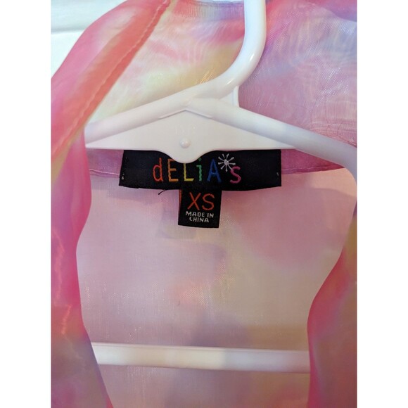 Delia's Sheer Multi Ruffle Top XS Vintage Y2K Prep Punk Fairycore - Picture 3 of 5